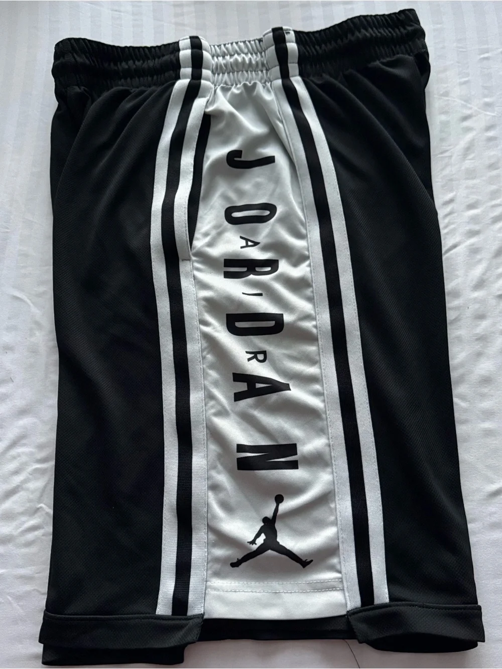 Jordan Black and White Center Logo Athletic Shorts